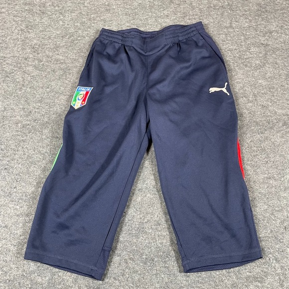 Puma Italy Italia Pants Mens Medium Blue 3/4 Pant‎ Soccer Futbol Training Patch - Picture 1 of 13